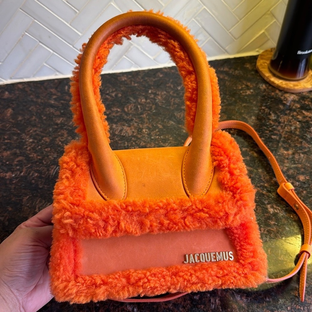 Jacquemus Orange Furry Handbag